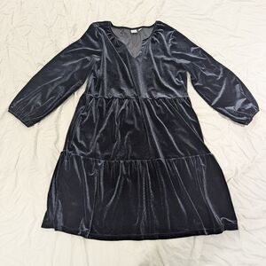 GAP Velvet Tiered Long Sleeve Black Dress